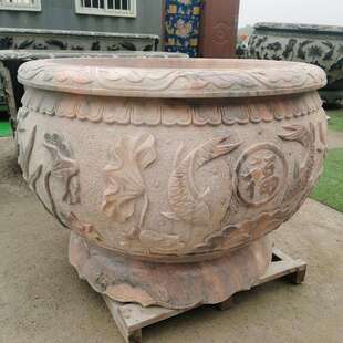 石雕大缸鱼缸花盆庭院石缸天然青石仿古水缸养鱼种花石盆石头摆件