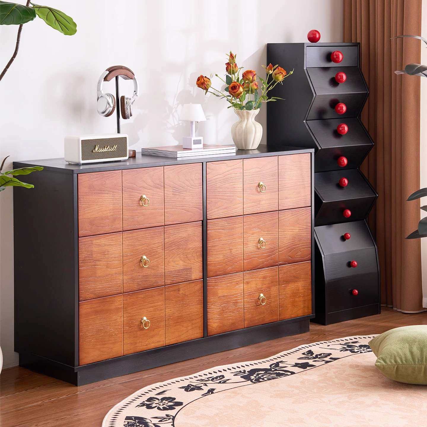 中古风收纳柜法式复古储物柜六斗柜白蜡木纹床尾储物柜法式中古风,玩具/童车/益智/积木/模型,遥控车升级件/零配件,淘宝优惠券,粉丝福利购,淘宝优惠卷