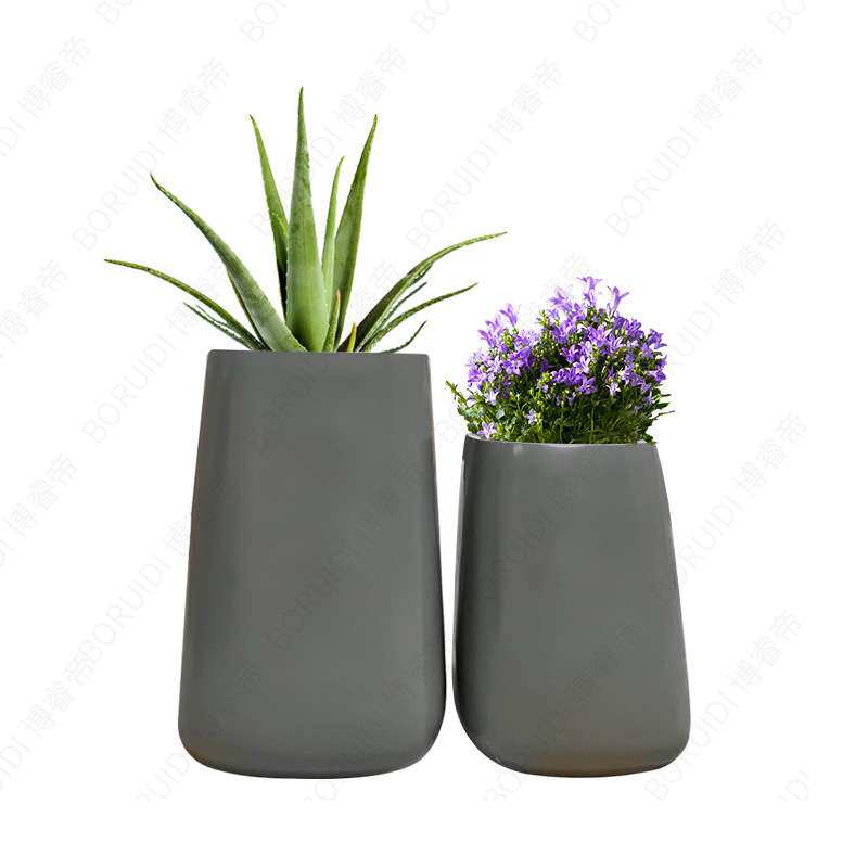 玻璃钢创意方形花盆售楼部现代简约花器公园学校GFRP花箱庭院花坛