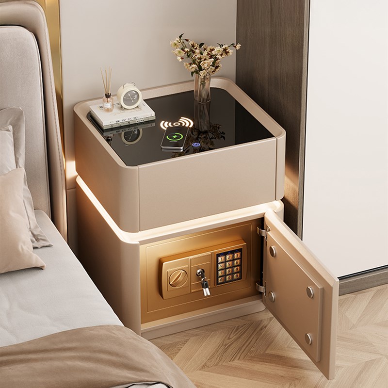 智能床头柜保险箱一体实木家用卧室轻奢高级感2P025爆款小型收纳