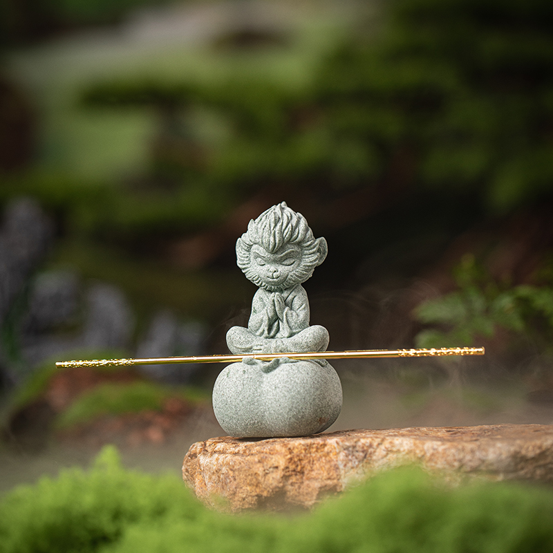 创意齐天大圣孙h悟空线香插茶宠摆件可爱生肖猴子大事已成桌面装