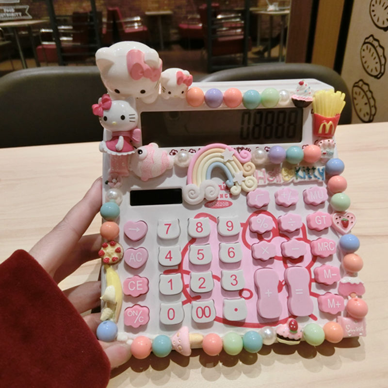 可爱卡通 网红语音计算器立体KCT公仔猫学生太阳能大屏幕计算机
