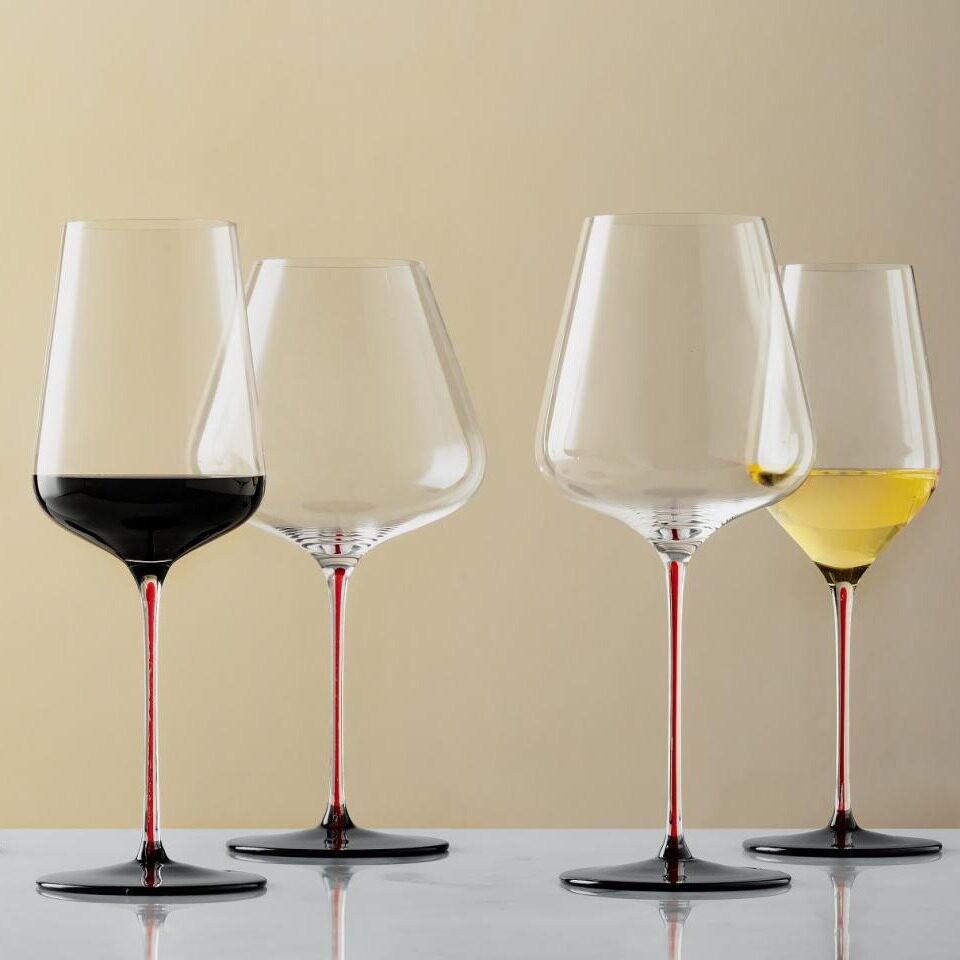 高配手工红酒杯黑领结高端水晶红酒杯红领结精品无铅水晶波尔多杯
