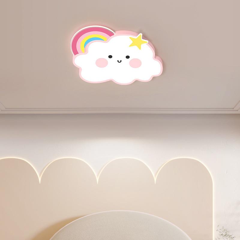 彩虹儿童房吸顶灯现代简约大气创意云朵女孩子房间灯小公主卧室灯