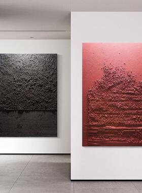 手绘油画肌理抽象现代简约红色大尺寸客厅艺术挂画复式玄关装饰画