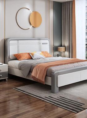 白色实木床烤漆1.8米现代简约小户型1.5床主卧高箱储物单双人婚床