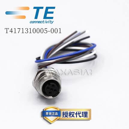 TE泰科M12前面板安装连接器T4171310005-001母端5孔A code0.2米线