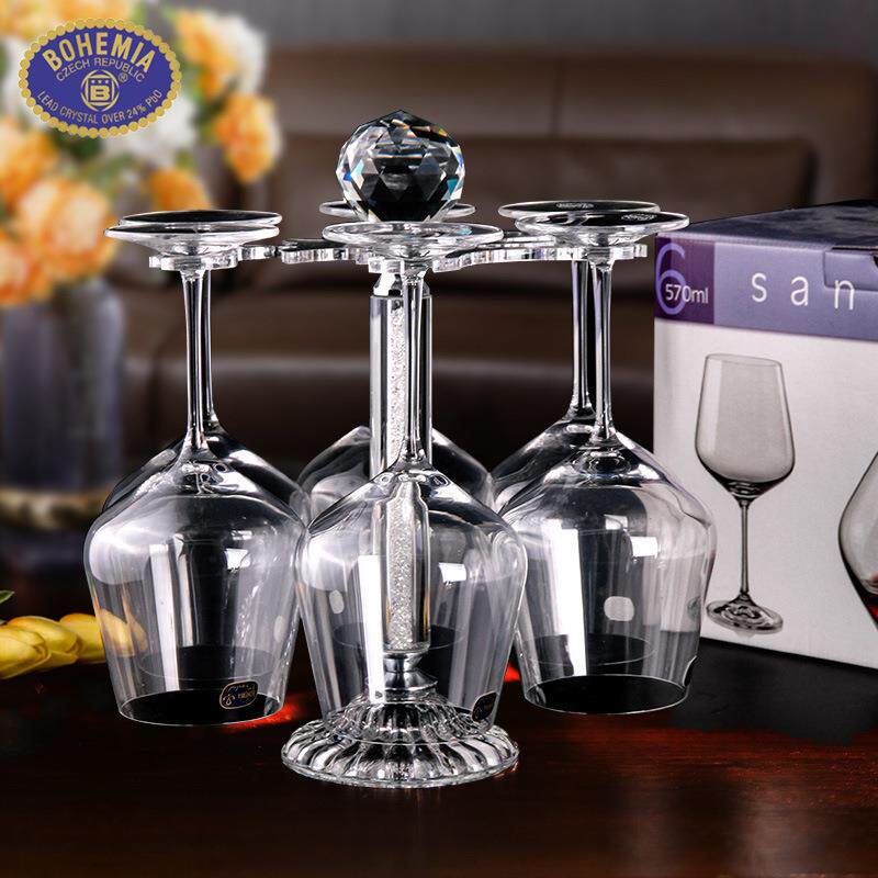捷克进口水晶玻璃红酒杯套装家用轻奢杯架酒具醒酒器高颜值高脚杯