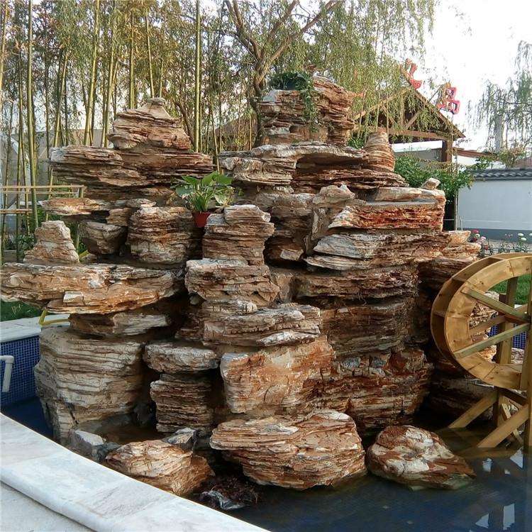 红色千层石假山石 园林别墅庭院造景假山石 千层石 景观石