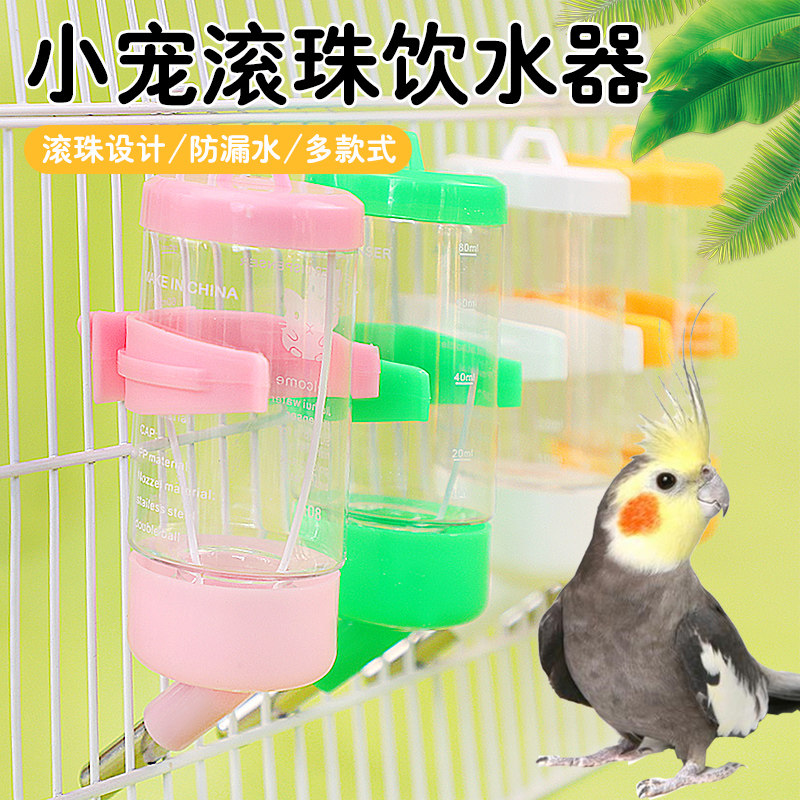 鹦鹉小宠滚珠饮水器鸟禽防漏水喂水器多款式透明喂食器自动饮水器
