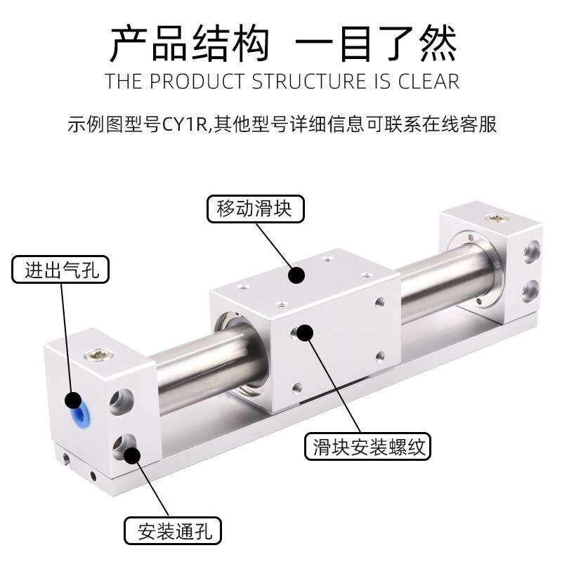 替代SMC CY1B磁耦式无杆气缸CY3R长行程内置磁环气动直线气缸元件