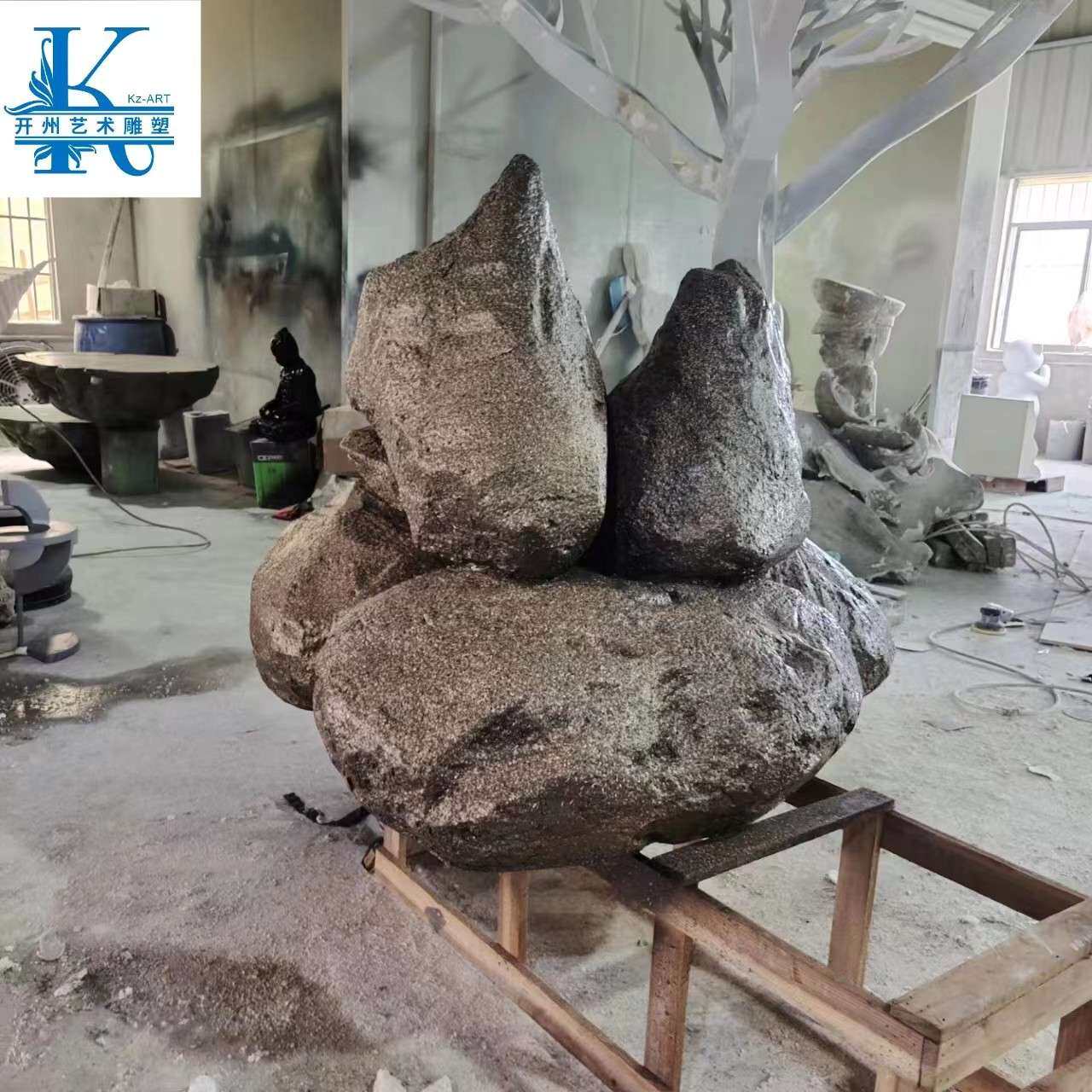 仿真石头抽象玻璃钢造景摆件装饰景观园林酒店大堂庭院假山石装置