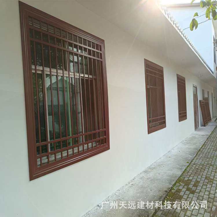 仿古中式屏风隔断木纹转印复古铝窗花防盗网护栏格栅装饰厂家直供