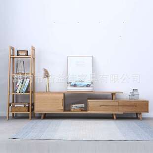 北欧纯实木伸缩白橡木诗云电视柜小户型简约现代拉伸地柜客厅家具