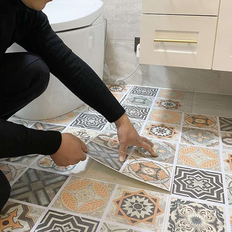 卫生间地板贴浴室防水地贴厨房厕所地砖防滑耐磨水泥地面自粘地贴