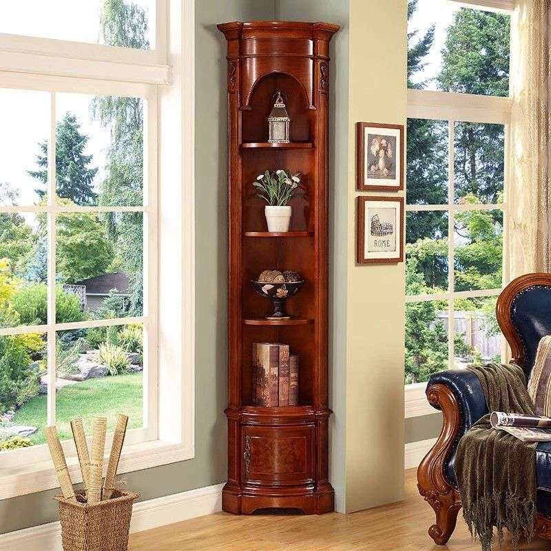 实木三角酒柜客厅角厨白色置物架欧式拐角转角边柜美式角柜墙角柜