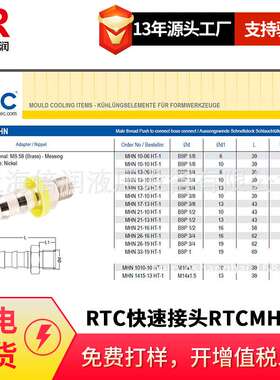 倍润RTC快速接头RTCMHN 10-06 HT-1/10-10 HT-1系列替换Staubli