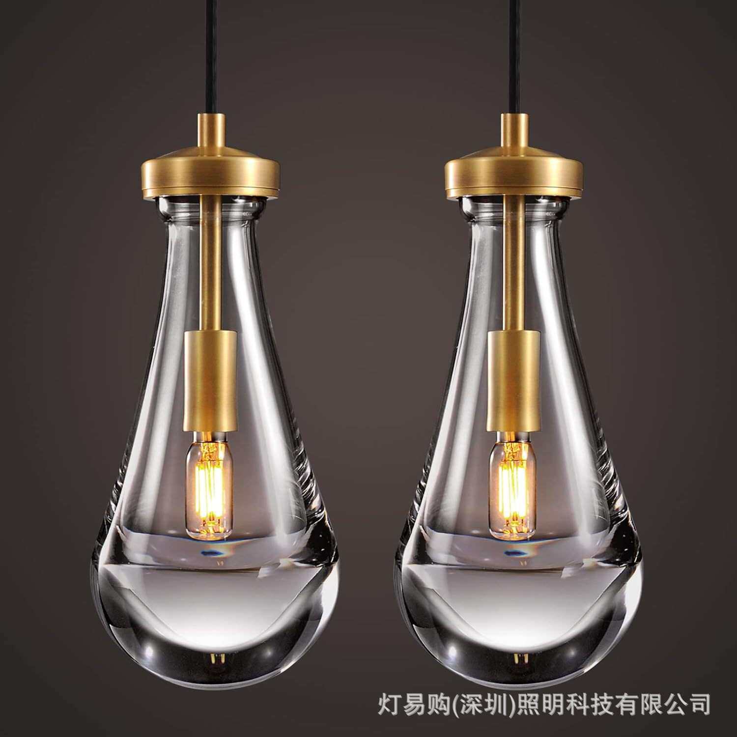 跨境卧室书房床头现代轻奢小吊灯简约单头客厅餐厅吧台水滴吊灯