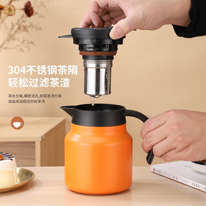 保温水壶4茶水分离商用闷家用30茶杯茶壶升1壶不锈钢焖焖泡泡茶壶