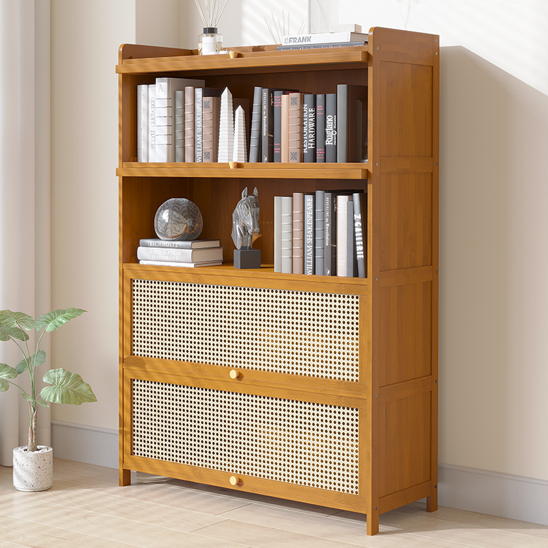书架置物架落地书柜家用现代简约带门防尘简易落T地多层靠墙收纳