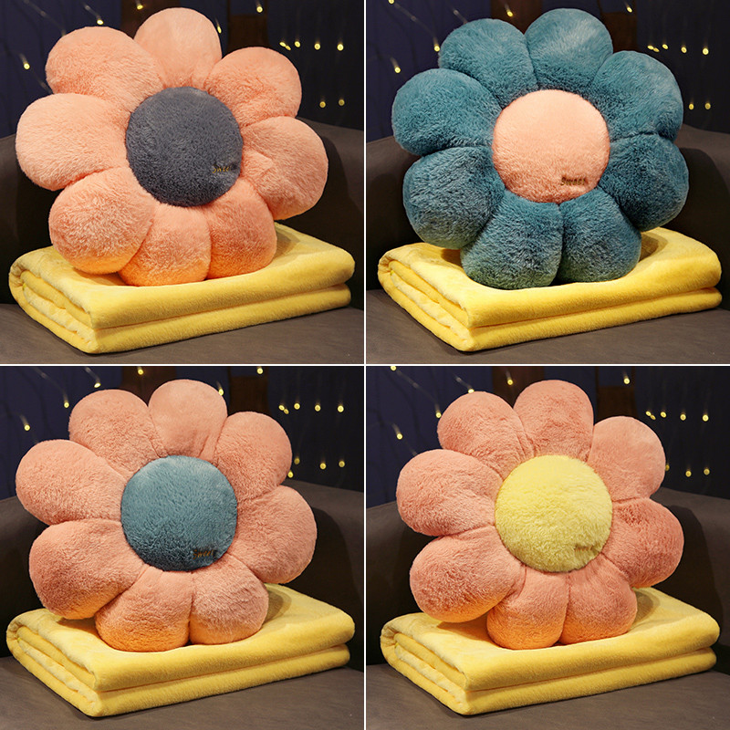 花朵二合一抱枕被子两用办公室空调午睡R毯子车用枕头靠枕