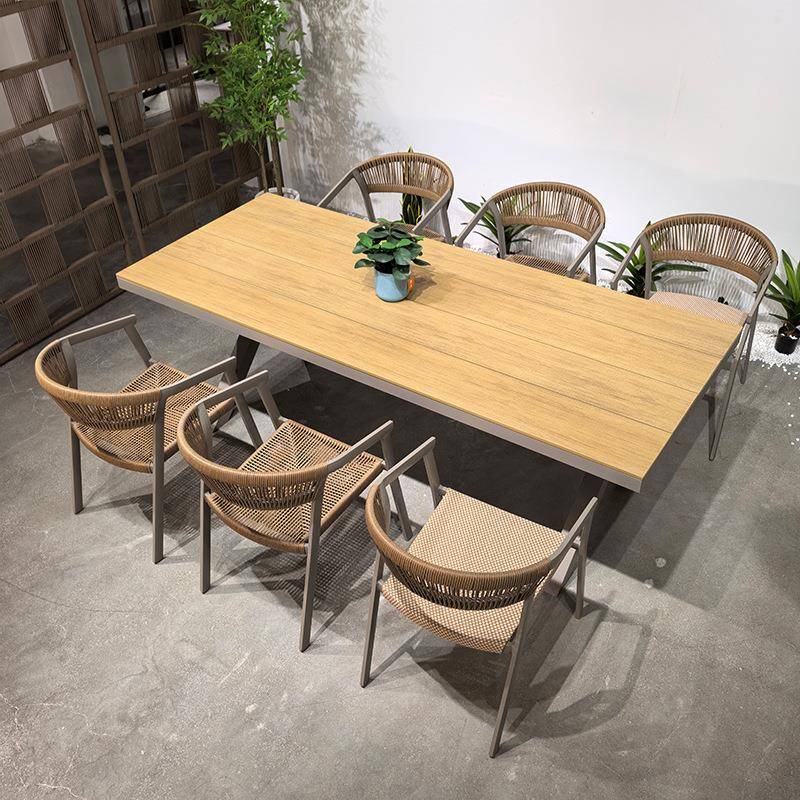 网红腾编桌椅现代桌椅阳台家用茶台金属茶桌露天单人背椅客厅家具