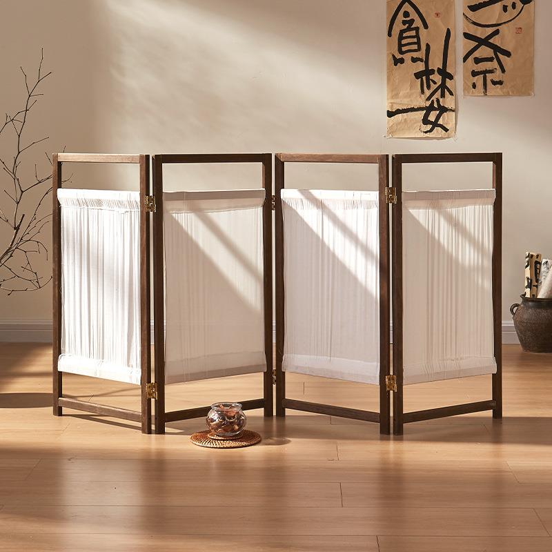 实木屏风隔断客厅可折叠玄关入户中式屏风幼儿园民宿装饰布艺屏风