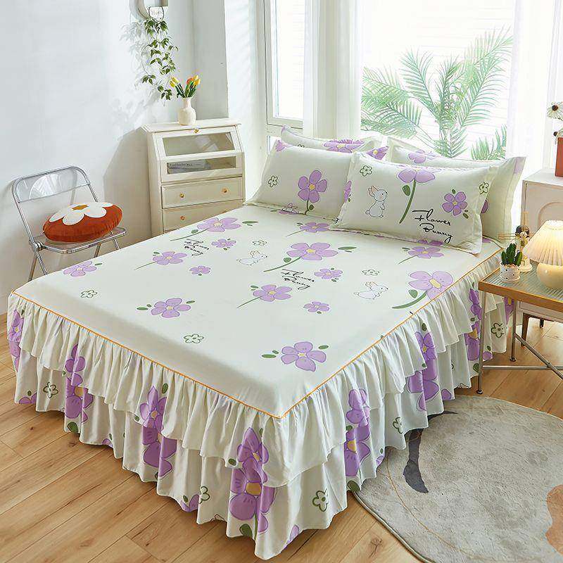 公主风2025新款防滑床罩三件套床裙式带裙边床套单件花边床单床笠