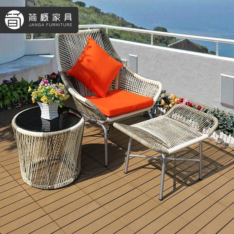 户外别墅庭院藤椅茶几组合露台花园休闲桌椅酒店民宿阳台桌椅套装