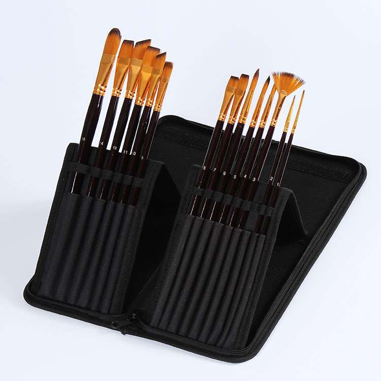 15支装尼龙毛带扇形画笔多功能画笔 水粉水彩油画笔套装
