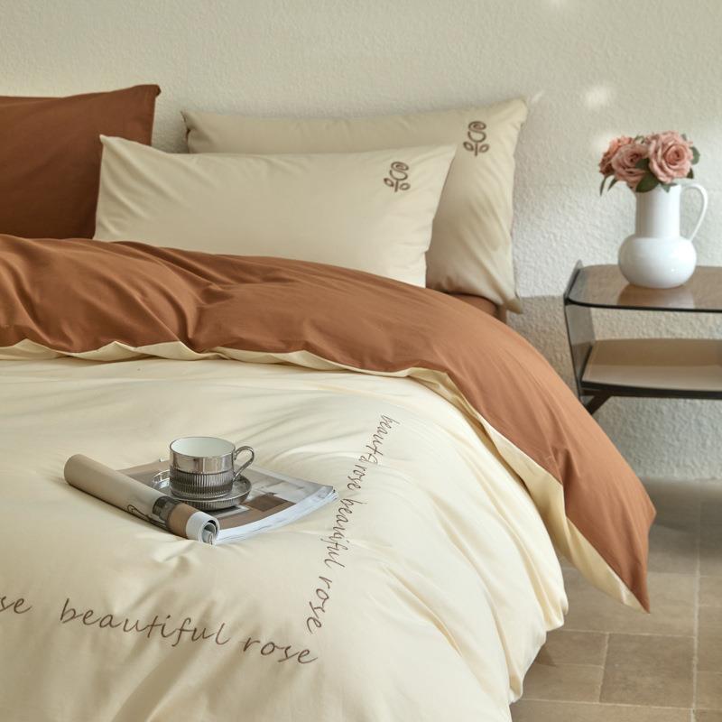 提花轻奢水洗床上床单被套四件套2025新款磨毛床上用品床笠三件套