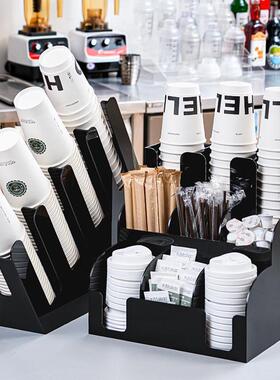 2024黑色亚克力咖啡杯架收纳杯架奶茶店杯子放置架杯架纸杯置物架