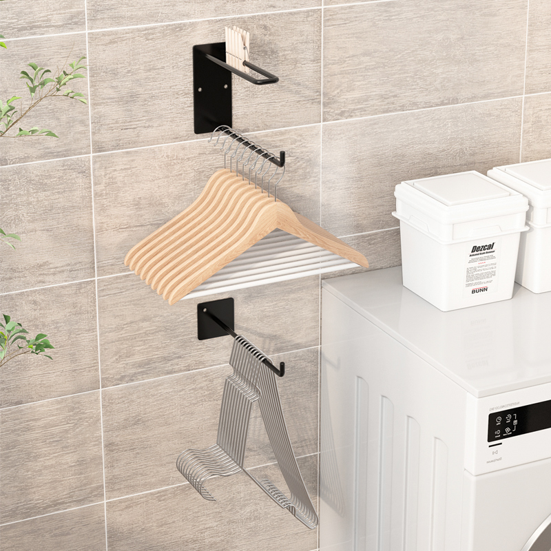 衣架收纳架免打孔壁挂阳台墙面晾衣夹H子整理架多功能置物架神器