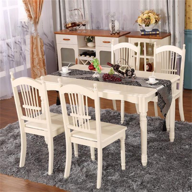 欧式餐桌椅组合美式白色桌椅田园风格纯实木现代法式奶油风小户型
