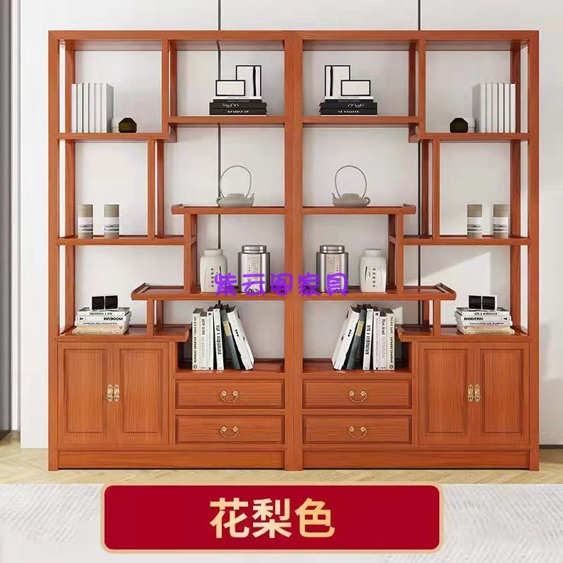 清古典明 展示柜仿古中式实木书柜陈列家具收纳柜博古架装修榆木