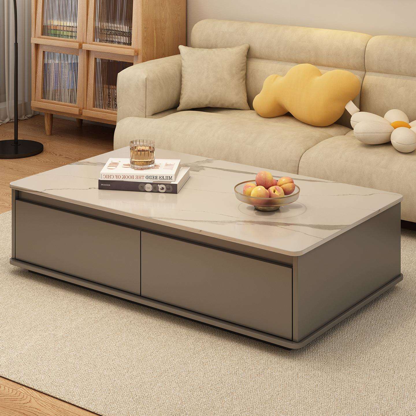 茶几客厅家用小户型2025新款桌子现代简约创意岩板色长方形茶几桌