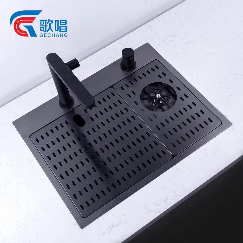 歌唱水槽洗杯器商用咖啡店奶茶店中岛台吧台水池洗碗盆加厚手工槽