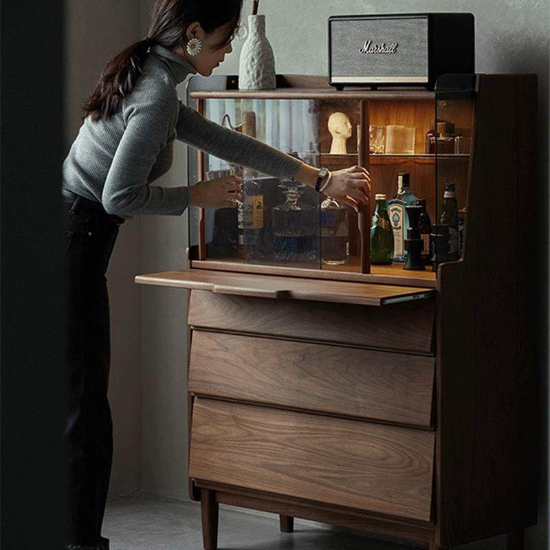 北美黑胡桃木全实木卧室五斗柜客厅餐边柜梳妆台玻璃展示柜储物柜,住宅家具,斗柜,淘宝优惠券,粉丝福利购,淘宝优惠卷