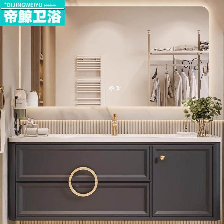 奶油风法式圆柱浴室柜陶瓷一体盆可丽耐组合卫生间洗漱台洗手脸盆