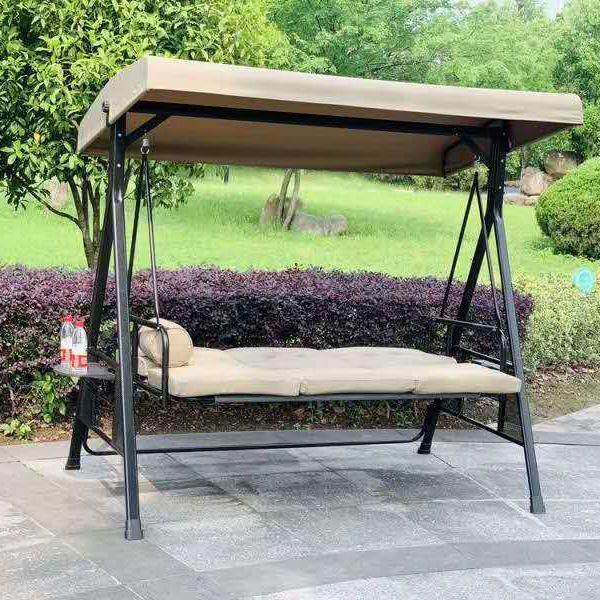 户外秋千升级版巴拿马三人位花园庭院秋千摇椅 阳台吊篮铁艺吊椅