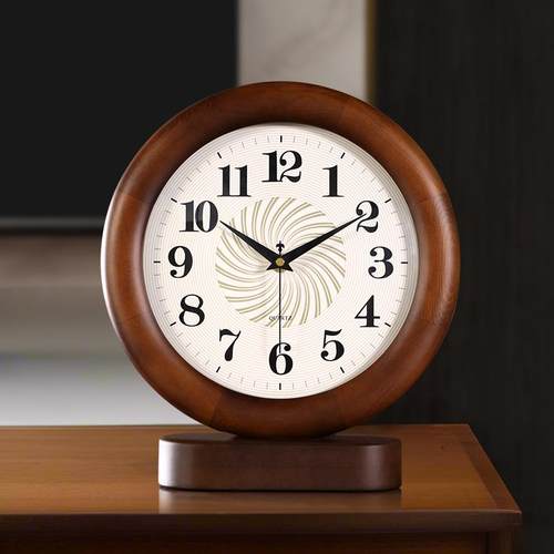 新中式实木座钟简约现代客厅2025新款台钟桌面静音摆放台式时钟表