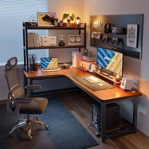 转角电脑桌台式拐角双人书桌学生家用飘窗卧室L型办公桌子工作台