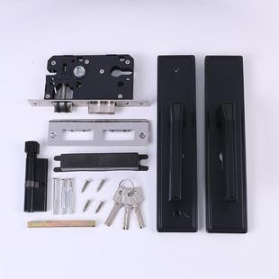 静音房间机械门锁 黑色灰色卧室门把手木门执手锁 A04 47执手锁