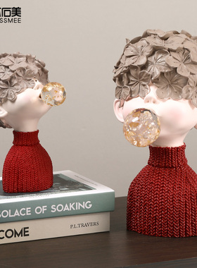 北欧轻奢艺术感摆件简o约现代客厅书架酒柜家居创意工艺雕塑装饰