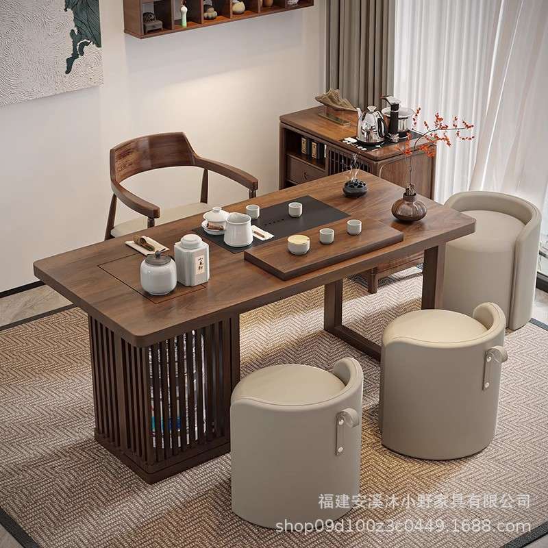 新中式实木阳台茶桌现代简约新款小型休闲家用客厅茶台原木