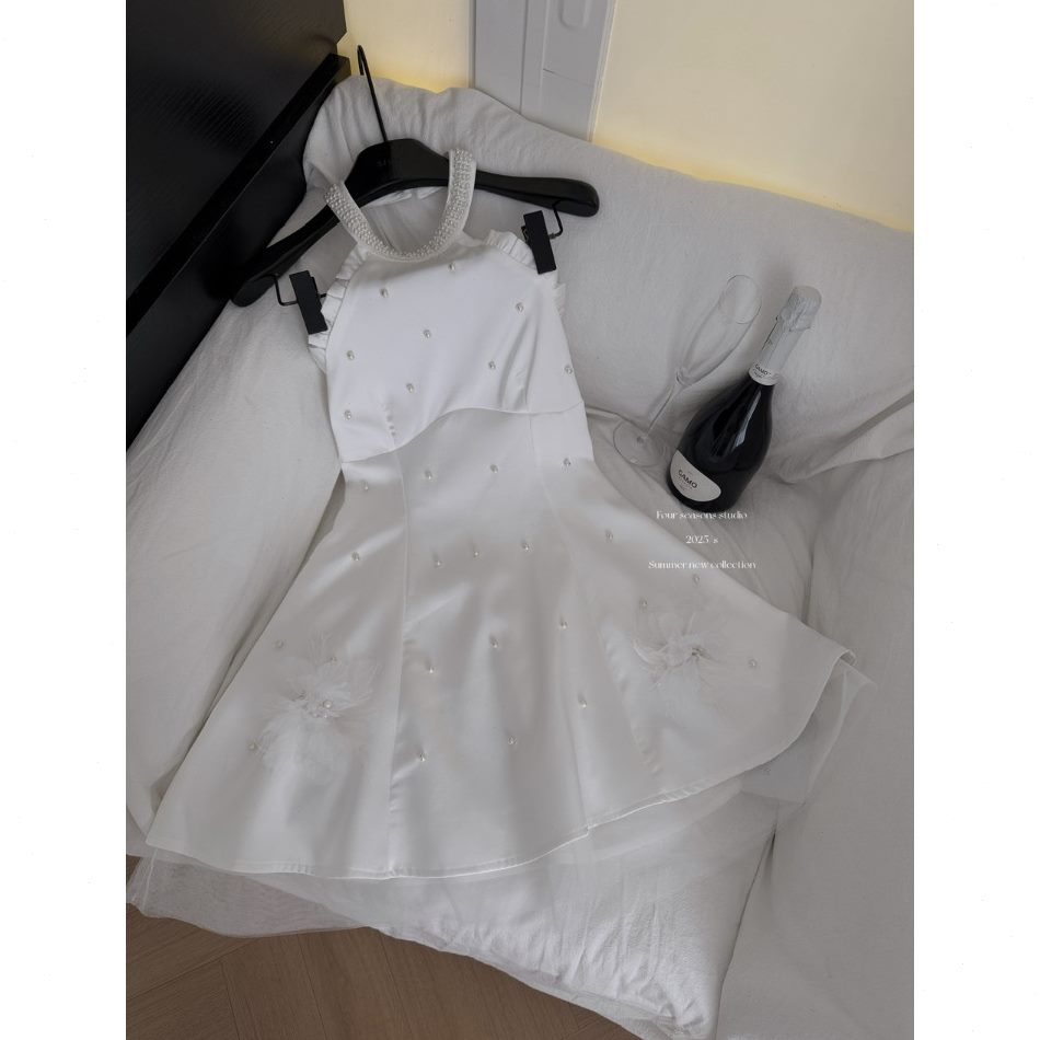 自制精致noi千金公主裙珍珠u琉璃Y “”气质优雅千金挂脖连衣裙