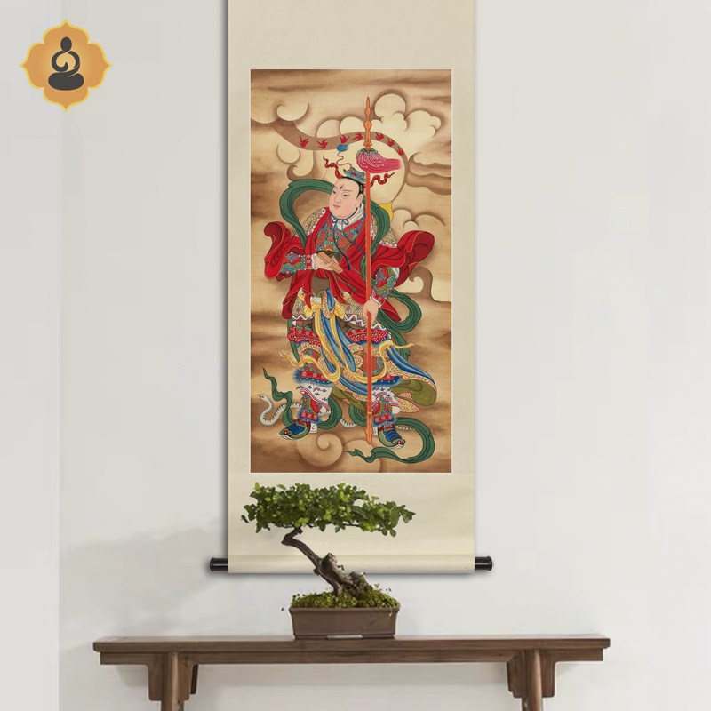 工笔神仙人物国h画华光大帝马元帅马王爷玄关书房中式画轴卷轴挂