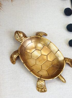 乌龟印度家居进口型手工黄铜收纳碟皂盒费灵果盘小造铜工艺品摆件