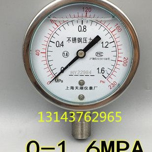耐高温防腐不锈钢耐震压力表YN-100BF 1.6mpa 230PSi YN100BF-1.6