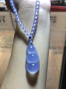 玉蓝福烤手工雕刻无优髓耳另配无豆链子土其吊坠化